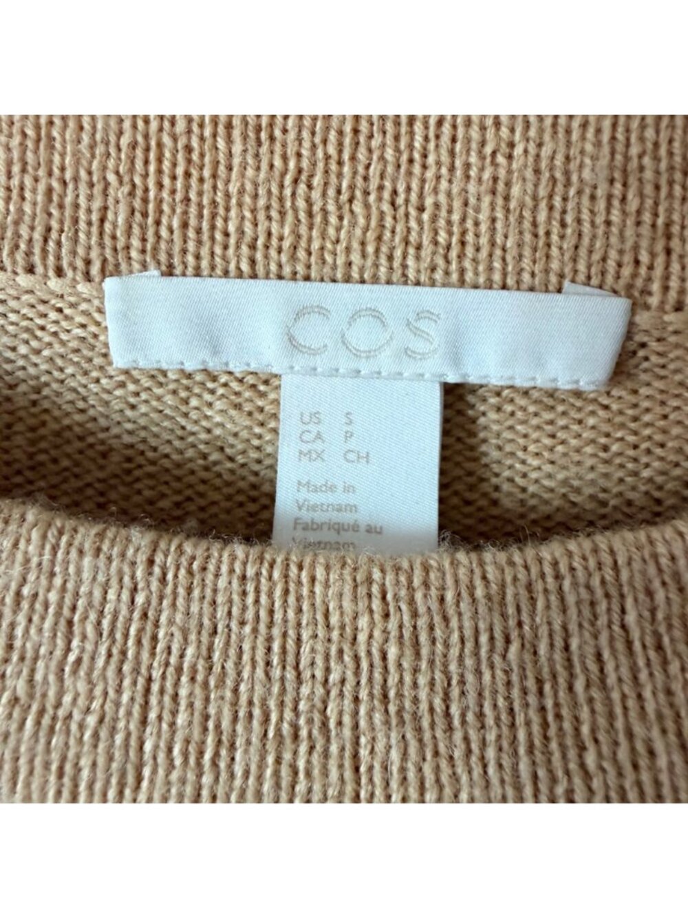 COS Camel Beige 100% Wool Crewneck Sweater Womens Size S - Picture 4 of 6